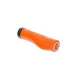 Ergon GA3 ergonomic mountain bike grips with carbon-friendly CNC aluminum clamps, designed for comfortable cycling.