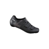 Shimano RC1W women's SPD-SL road cycling shoes with sleek design and secure strap closure, suitable for professional cycling.