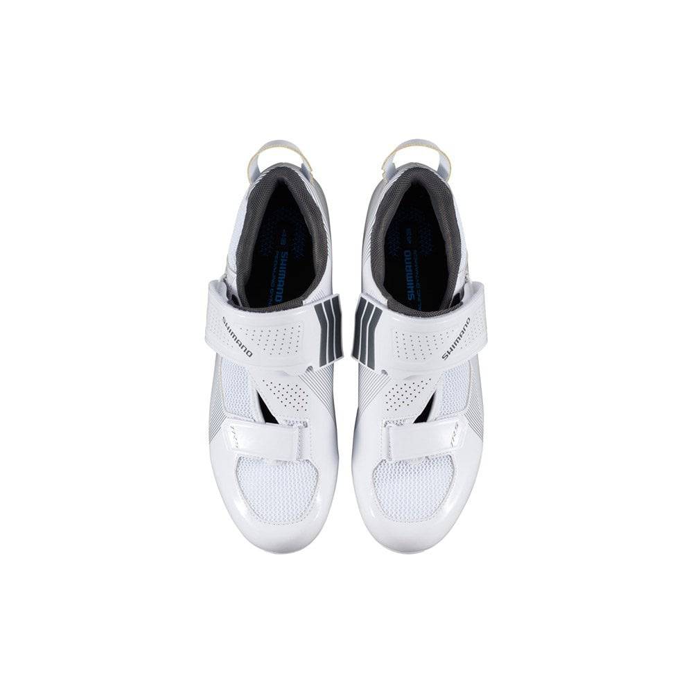 Shimano TR5W women's SPD-SL road cycling shoes for triathlon, black with Shimano branding, shown from side view