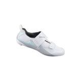 Shimano TR5W women's SPD-SL road cycling shoes for triathlon, black with red accents, featuring ventilation and secure strap closures.
