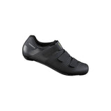 Shimano RC1 SPD-SL road cycling shoes with reflective straps, lightweight design, and breathable upper for performance riding.