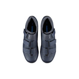 Shimano RC1 SPD-SL road cycling shoes with reflective straps, breathable synthetic upper, and stiff sole for competitive riding.
