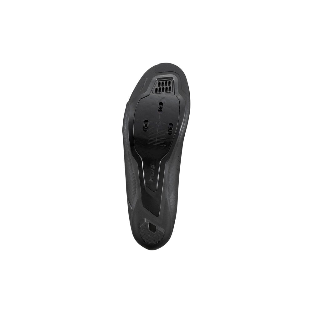 Shimano RC3 RC300 SPD-SL road cycling shoes with BOA L6 dial closure, black with sleek design and secure fit.