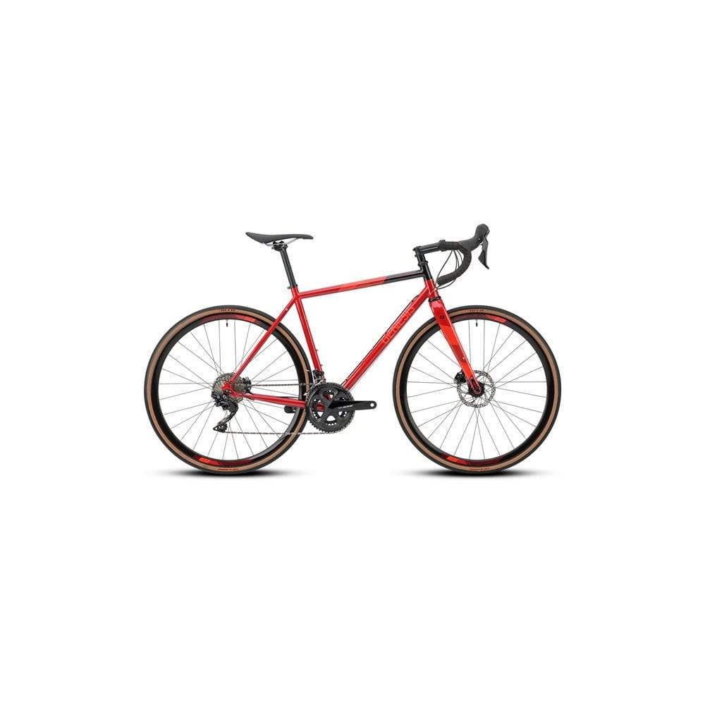 Genesis Equilibrium disc road bike with Shimano 105 R7000 gears and rack mounts, designed for versatile riding.