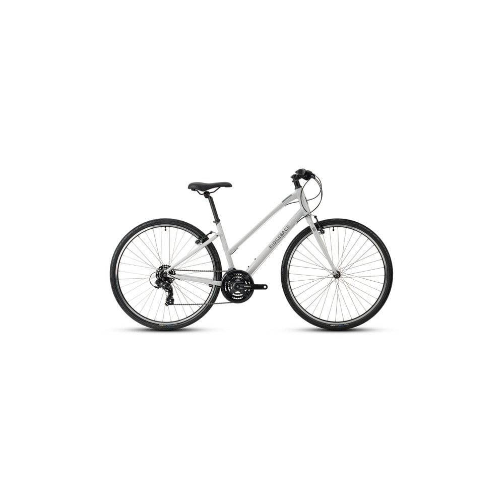 Ridgeback Motion open frame hybrid bike with Shimano 3x7 drivetrain and 700x42c tires, ready for city or trail riding.