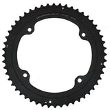 Campagnolo Record 12X 145 52T and 36T road bike chainrings, high-performance bicycle components with metal teeth and mounting holes.
