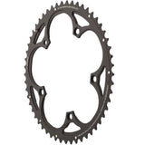 Campagnolo S-Rec 11X 52T outer chainring for 135 road bike drivetrains, close-up of black component with teeth visible.
