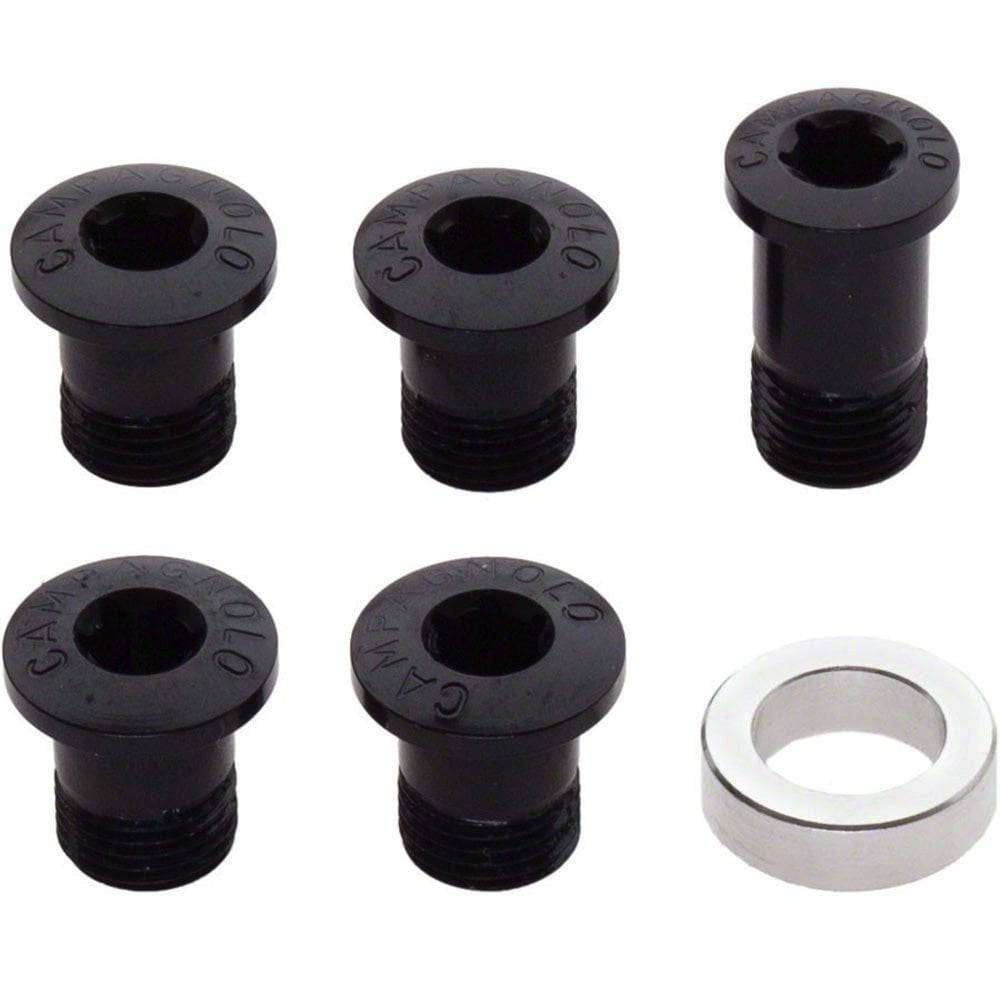 Campagnolo 11X threaded crank ring bolt set, bike components and spares with metal bolts and washers for cycling maintenance.