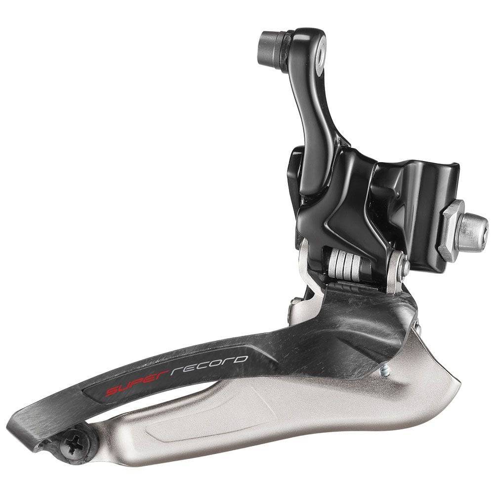 Campagnolo Super Record 12X front derailleur for road bike, featuring dual cable fixing and high-performance cycling component