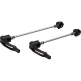 Campagnolo black quick release skewers for Bullet, Zonda, Scirocco wheels, showing the sleek components and release levers.