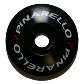 Pinarello round alloy top cap for bicycle headset, replacement component, durable metal bike headgear accessory.