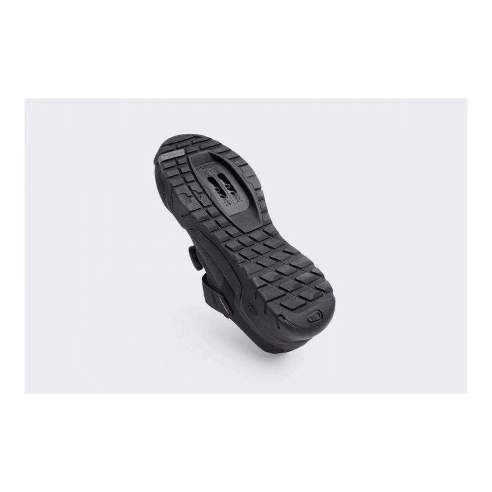 Crank Brothers Malllet E BOA MTB shoes showing black upper, stiff shank, and clipless pedal compatibility for mountain biking.