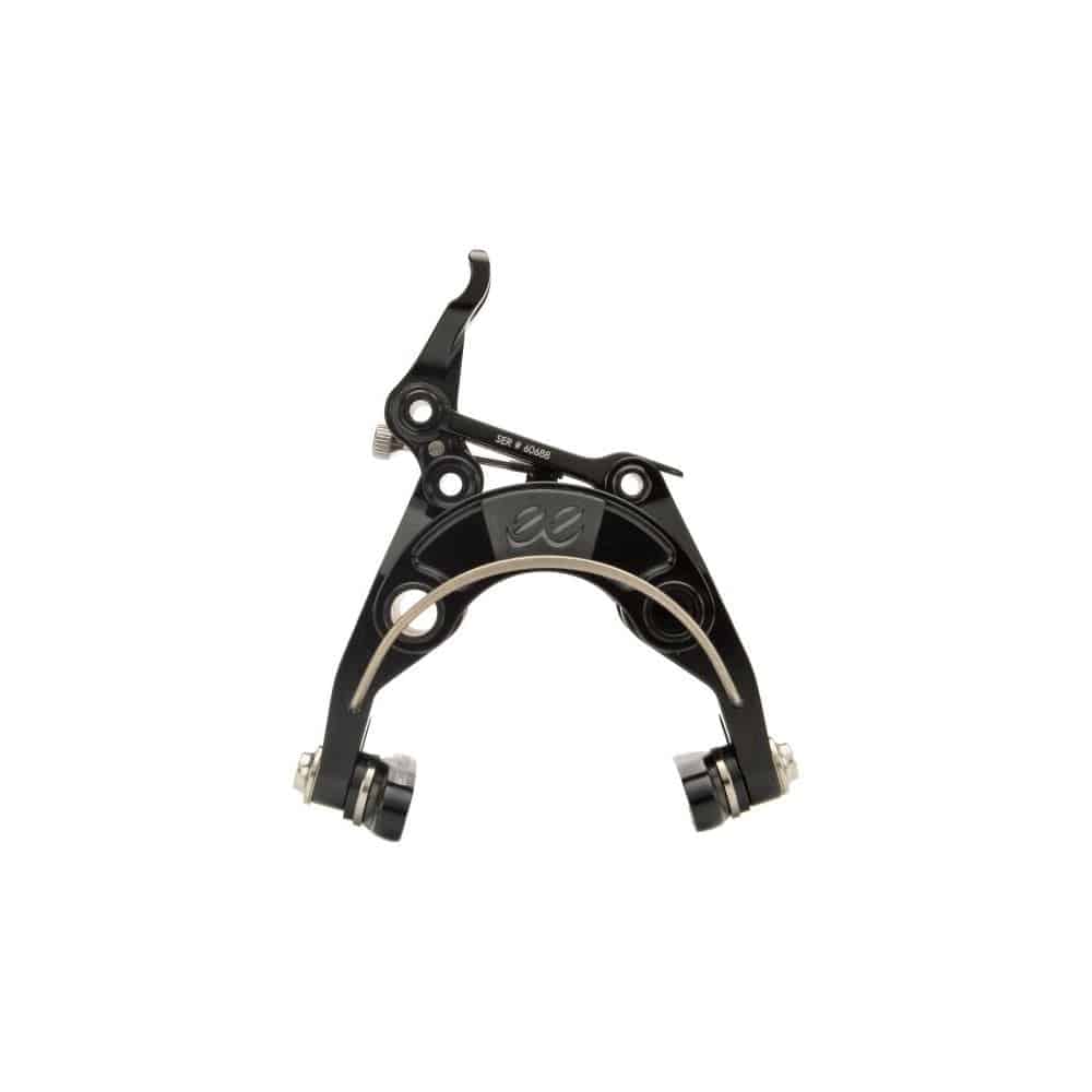 Cane Creek eeBrake road bike brake components with superior modulation and control, shown on a bicycle wheel.