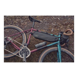 Brooks Scape waterproof bike frame bag in mud green, 3L capacity, designed for cycling adventures and bike accessories.