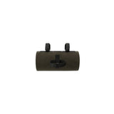 Brooks Scape waterproof handlebar pouch in mud green attached to a bike handlebar, ideal for bike storage accessories.
