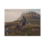 Brooks Scape waterproof handlebar pouch in mud green mounted on a bike, designed for convenient bike storage and accessories.