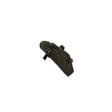 Brooks Scape Saddle Roll Bag in mud green waterproof bikepacking accessory attached to bike saddle, 1.5L capacity.