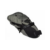 Topeak BackLoader bikepacking seat bag, water-resistant quick-release storage accessory attached to bike saddle.