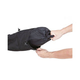 Topeak BackLoader bikepacking seat bag with water-resistant material and quick-release mount, mounted on bike saddle.
