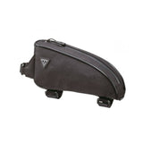 Topeak Green bikepacking top tube bag with rain cover, 0.75L capacity, designed for bike accessories and storage.