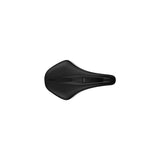 Fizik Terra Argo X3 gravel bike saddle with short-nose design, cut-out for comfort, mounted on a bicycle saddle rail system.