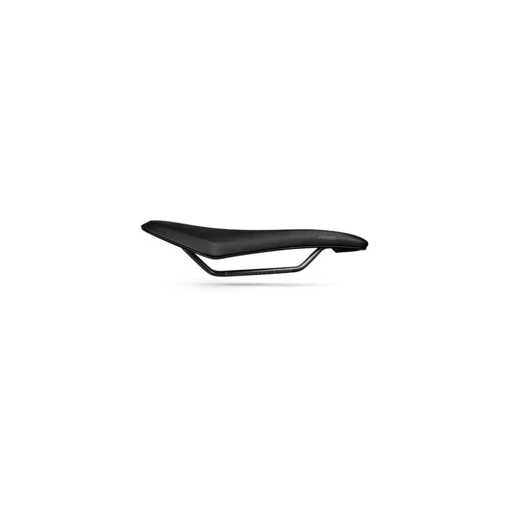 Fizik Terra Argo X3 gravel bike saddle with short-nose design and cut-out for enhanced comfort, mounted on a bike.