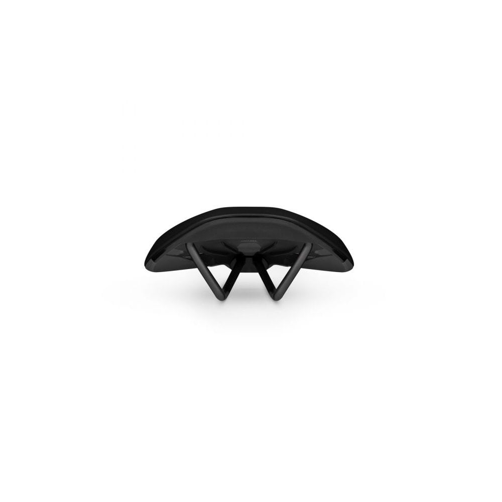 Fizik Terra Argo X3 gravel bike saddle with short-nose design and cut-out for comfort, mounted on a bike seat post.