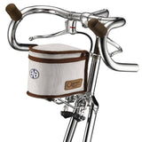 Dia-Compe ENE front bag for ENE carrier, durable canvas pannier bag for cycling accessories, shown attached to bike.