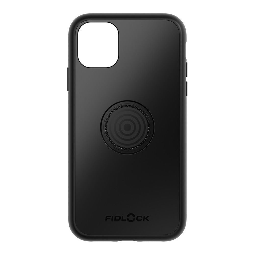 Fidlock vacuum case for panniers and bags, with a secure 360° rotating smartphone mount, shown attached to a bike bag.