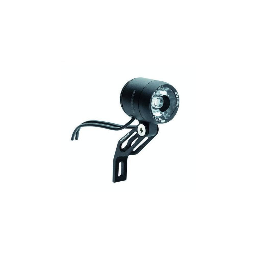 Supernova E3 Pure 3 front bike light with 205 lumens, glare-free LED, dynamo-powered cycling accessory.