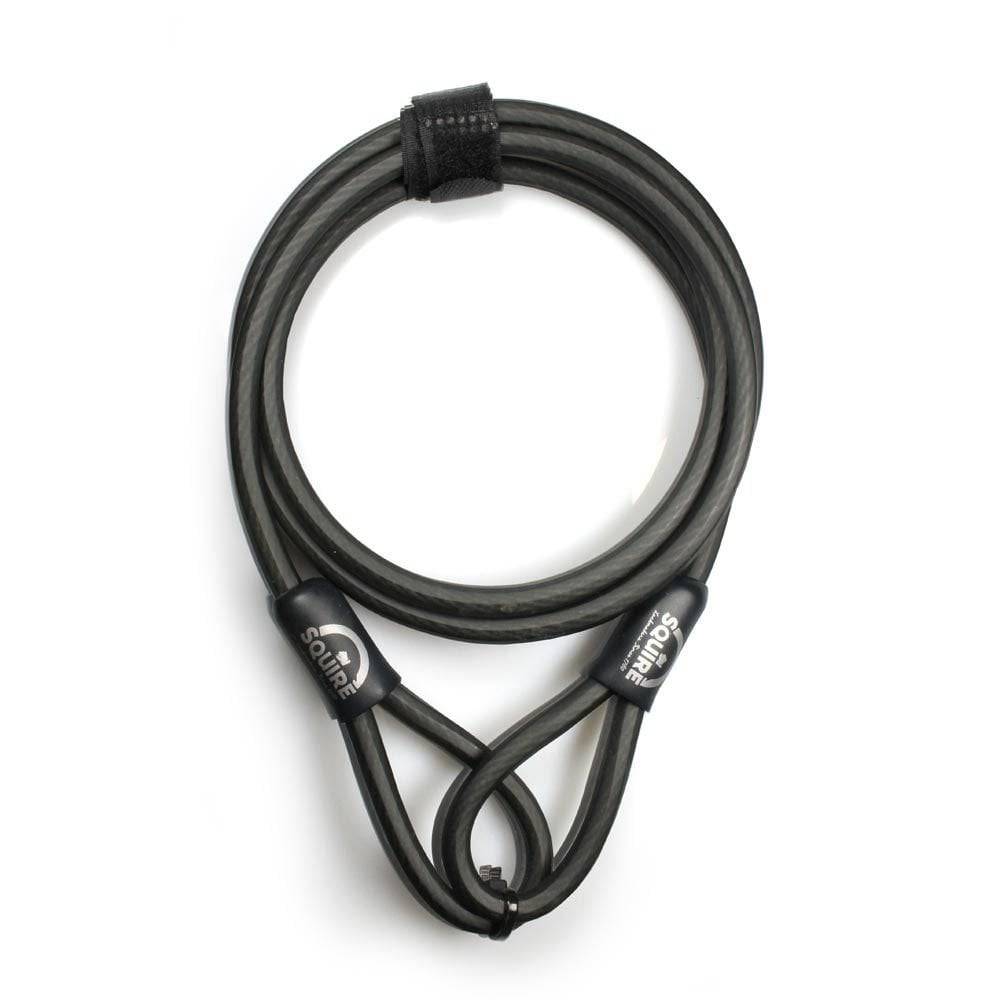 Squire 10mm security cable lock for bike wheels, saddles, and helmets, 1800mm length, durable bike accessories.