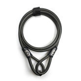 Squire 10mm security cable lock for bike wheels, saddles, and helmets, featuring a 1800mm length and durable design.