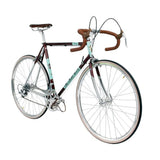 Light Blue Kings retro road bike with Reynolds 853 steel frame, 2x9 speed vintage style, featuring light blue paint and classic design.