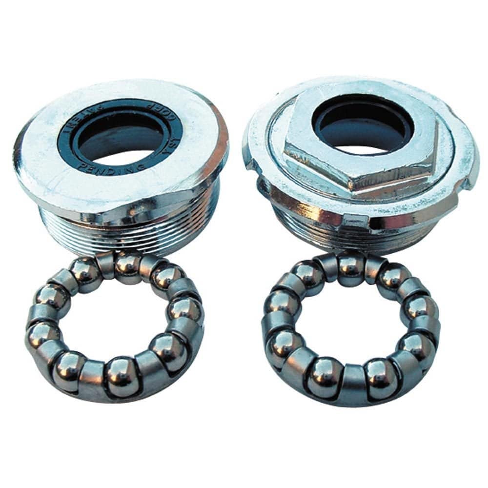 YSY Cup Set Loose Ball Bottom Bracket with sealed bearings, silver finish, for 24Tpi English threaded bicycle components.