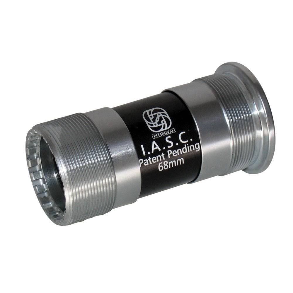 Gusset Components Euro 19mm bottom bracket for BMX cranksets, showing the black metal BB with internal threading.