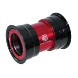 Gusset Components GRS PF30 bottom bracket for 46mm shell, compatible with road and MTB bikes, installed in bike frame.