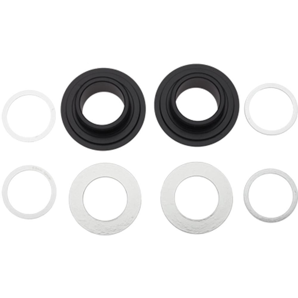 Problem Solvers BB30 adaptor spares and accessories for mountain bike crank compatibility, showing various small component parts.