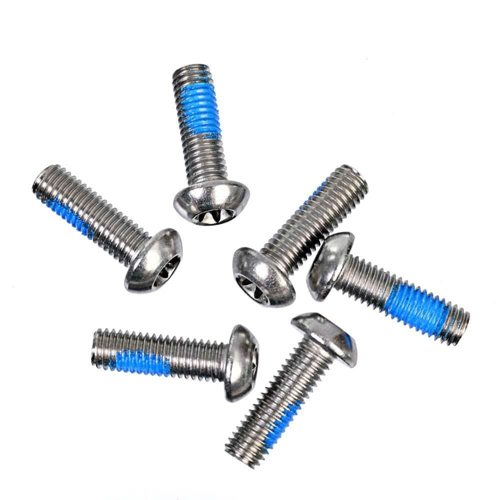 Halo stainless steel disc rotor bolts for bikes, pre-threadlocked brake accessories, durable and corrosion-resistant components.