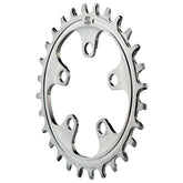 Surly X-Sync stainless steel chainring for 1x mountain bike drivetrain, shown mounted on a bike crankset.