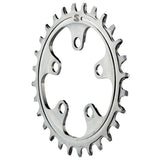 Surly X-Sync stainless steel chainring for 1x mountain bike drivetrain, shown mounted on a bike crankset.
