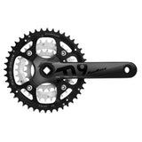 Sunrace FCM914 triple crankset for MTB with 3x9-speed gearing and square taper bottom bracket, shown with chainrings and crank arms.