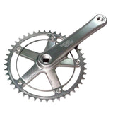 Sturmey Archer FCT62A track cranks with 144 BCD 42-tooth chainrings in anodized colors, bicycle component for performance cycling.
