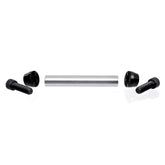 Identiti Rebate 15x100 Thru-Axle kit for front hub conversion, showing metal components and threaded axle for bike upgrades.