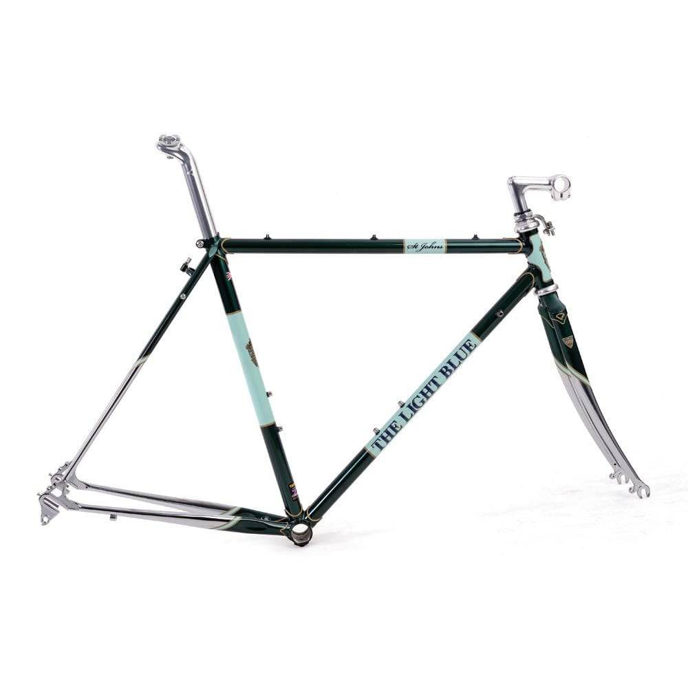 Light Blue St John Road frameset for classic and touring cycling with 700x29c tire compatibility, featuring a lightweight steel design.