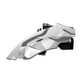 SunRace FDM924 front derailleur for MTB, 3x9-speed, dual pull, clamp mount, fits 28.6-34.9mm frame tubes.