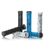 Volume BMX VLM flangeless handlebar grips, soft durable grips with 28.7mm diameter for BMX bikes, shown on a bike handlebar.
