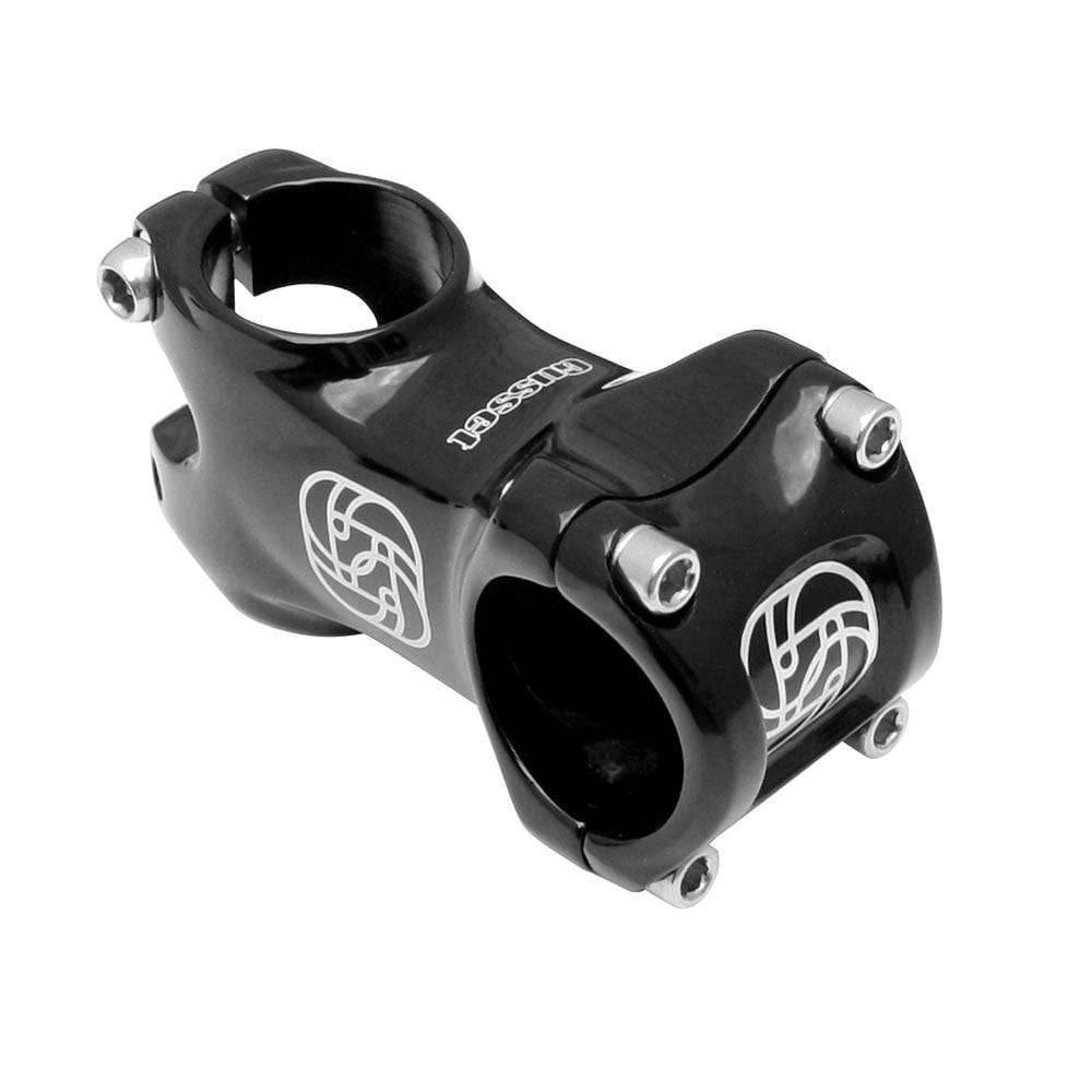 Gusset Components adjustable MTB and road bike stem with 31.8mm clamp, 50-90mm length, and adjustable angle for bike steering.