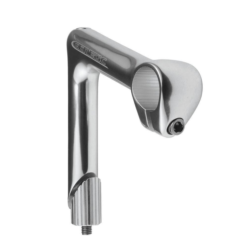 Genetic Hyoid Alloy Quill Road Stem in 80mm and 100mm for 1-inch steerer tubes, bike component with sleek silver finish