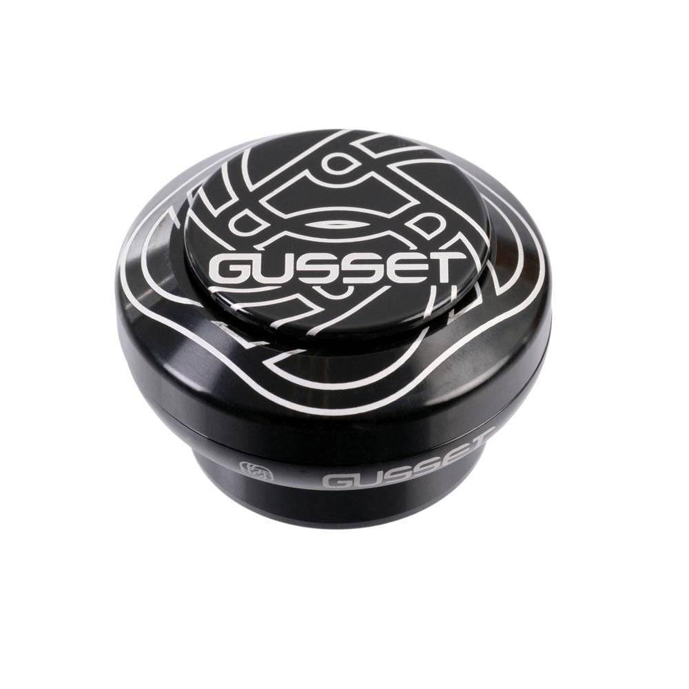 Gusset Components S2 Mix'N'Match headset with sealed angular contact bearings for durable bike steering, close-up view.