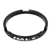 Halo 7-8 speed cassette spacer for 7-speed cassettes on 8-10 speed freehubs, shown on bicycle wheel.
